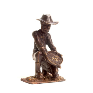 Statuette bronze chercheur d'or